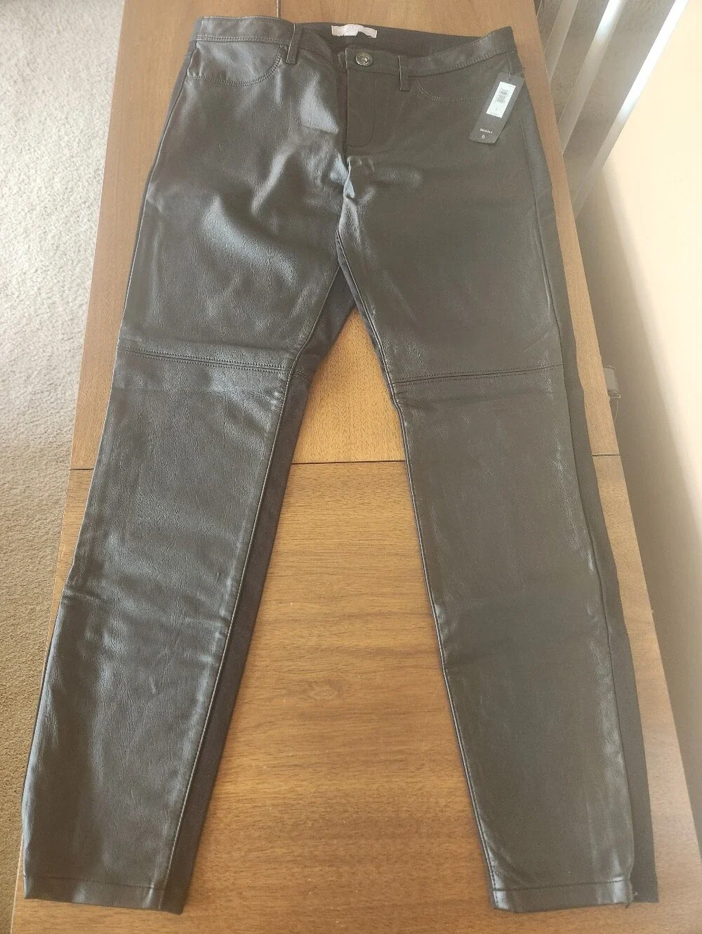 NWT Banana Republic Skinny Black‎ Faux Leather Pants Sz 6